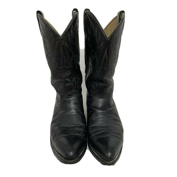 Dan Post Mens Black Leather Western Cowboy Country Boots US 10.5 Pull On - Picture 2 of 11